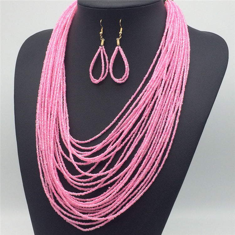 Wholesale Ethnic Style Long Acrylic Beads Earrings Necklace