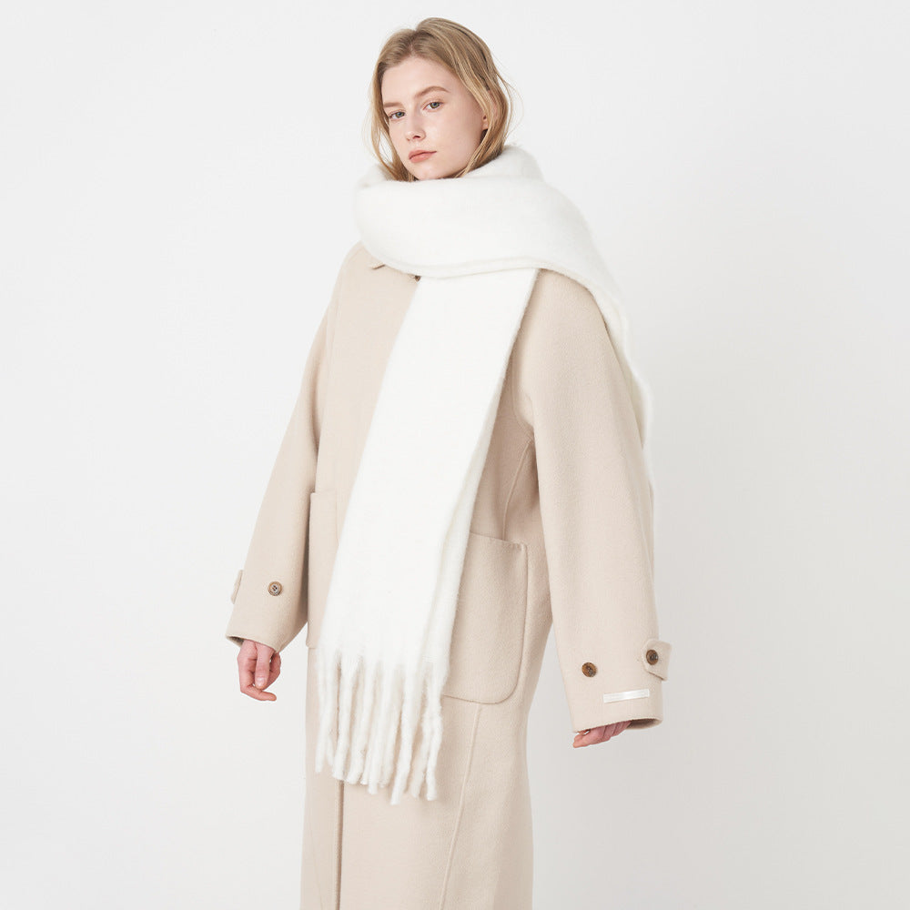 Wholesale Solid Tassel Thickened Warm Polyester Scarf