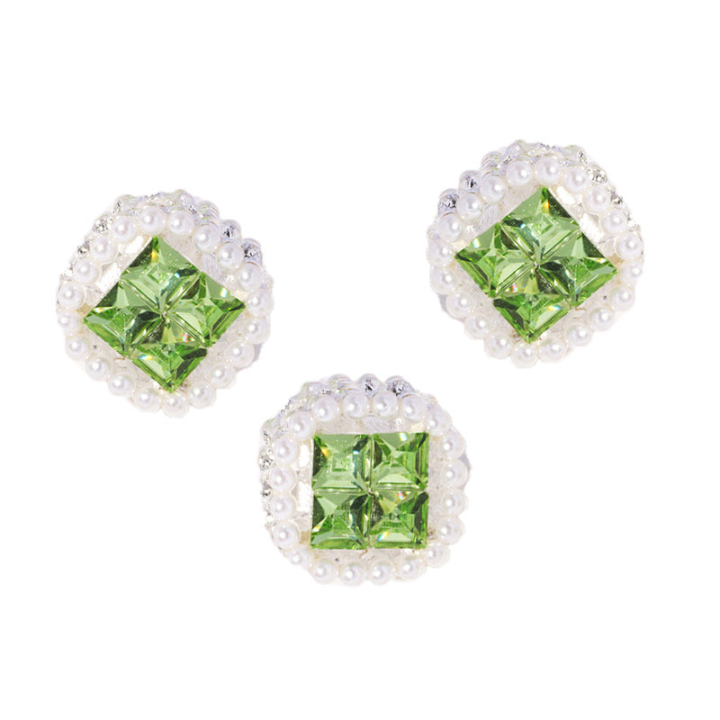 Wholesale 2pcs/pack Double-sided alloy rhinestone square straight hole loose beads DIY