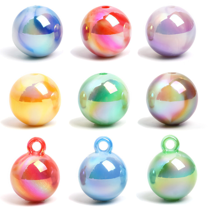 Wholesale Random 20pcs/pack 16mm Acrylic UV Plated Round Bead DIY Bead Accessories