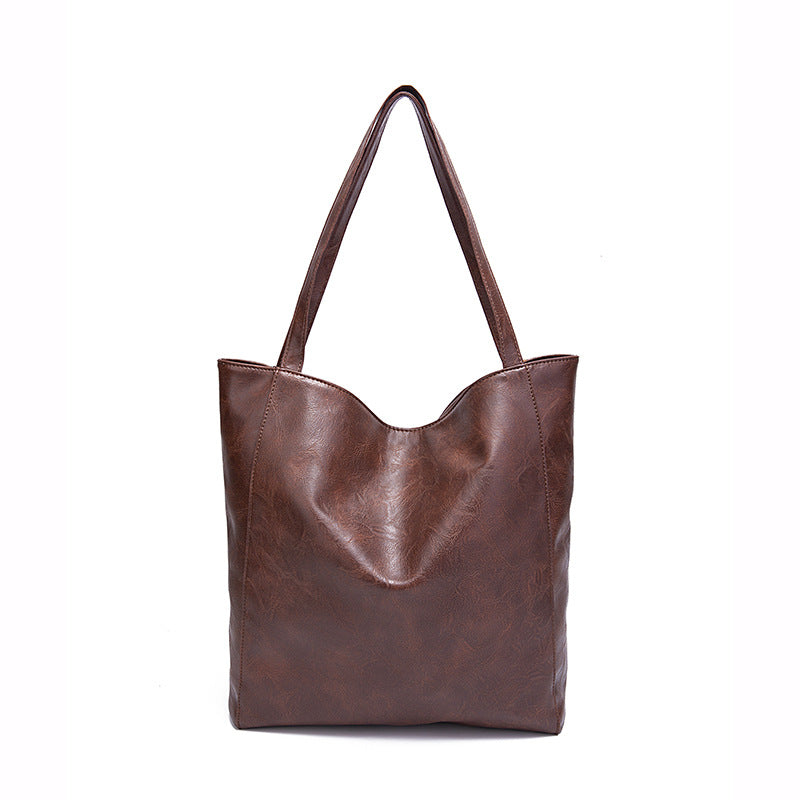 Wholesale Vintage Waxed Soft Leather Large Capacity Casual Tote Bag