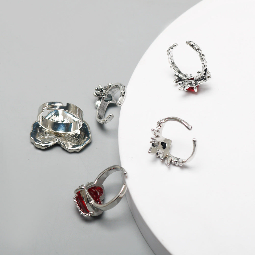 Wholesale Dark Gothic Red Love Cross Open Ring