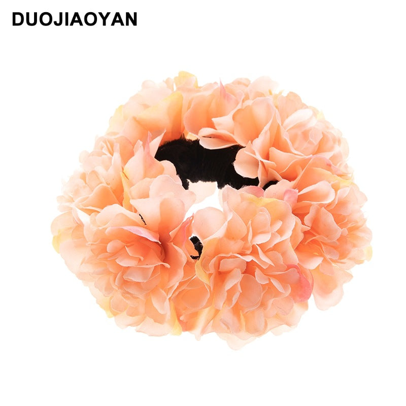 Wholesale spring and summer simulation fabric flower elastic Bohemian hydrangea holiday head rope