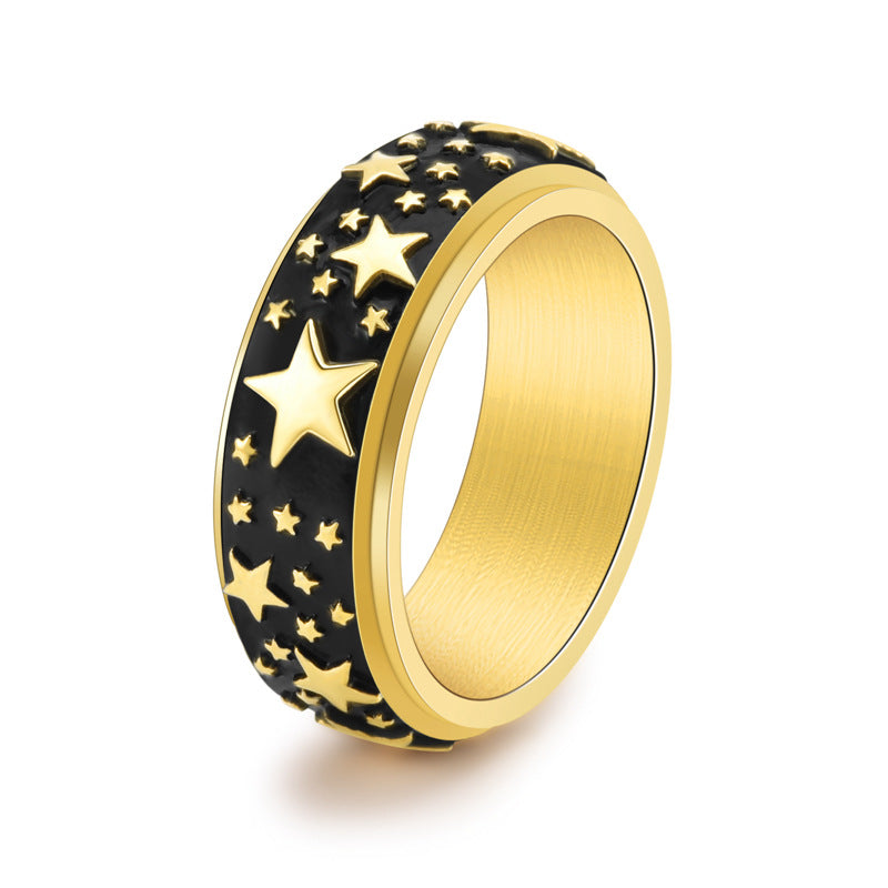 Wholesale Personalized Five-pointed Star Titanium Steel Rotatable Ring