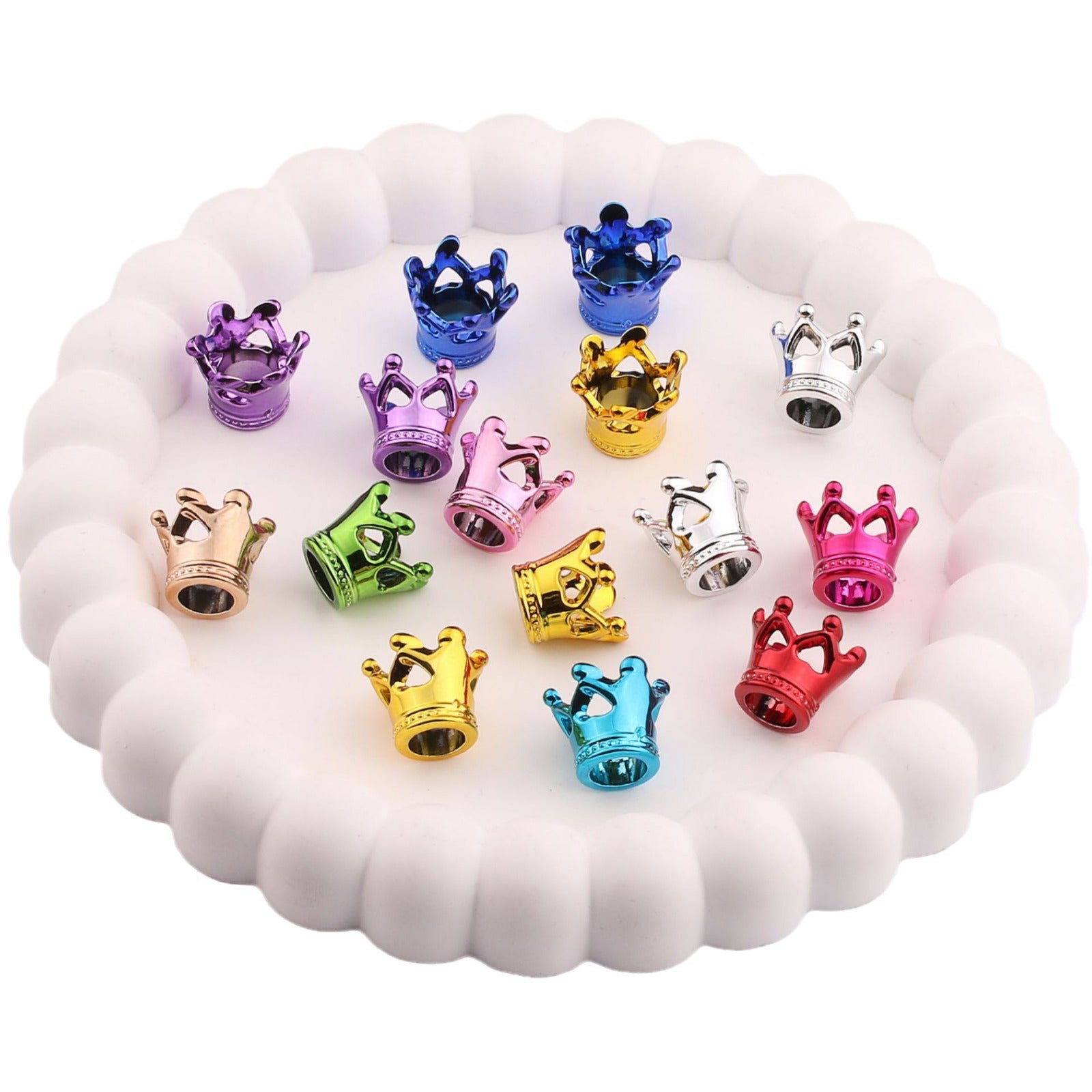 Wholesale 100pcs/pack Bright UV Plating Crown Love Straight Hole Beads