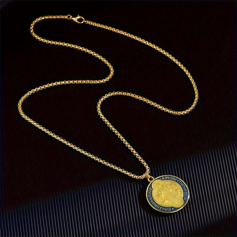 Wholesale Colorful Enamel Saint Benedict  Zinc Alloy Cross Necklace