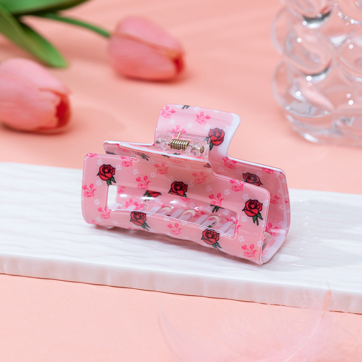 Wholesale simple all-match Valentine's Day printed rose love hair clip hair clip back headwear shark clip