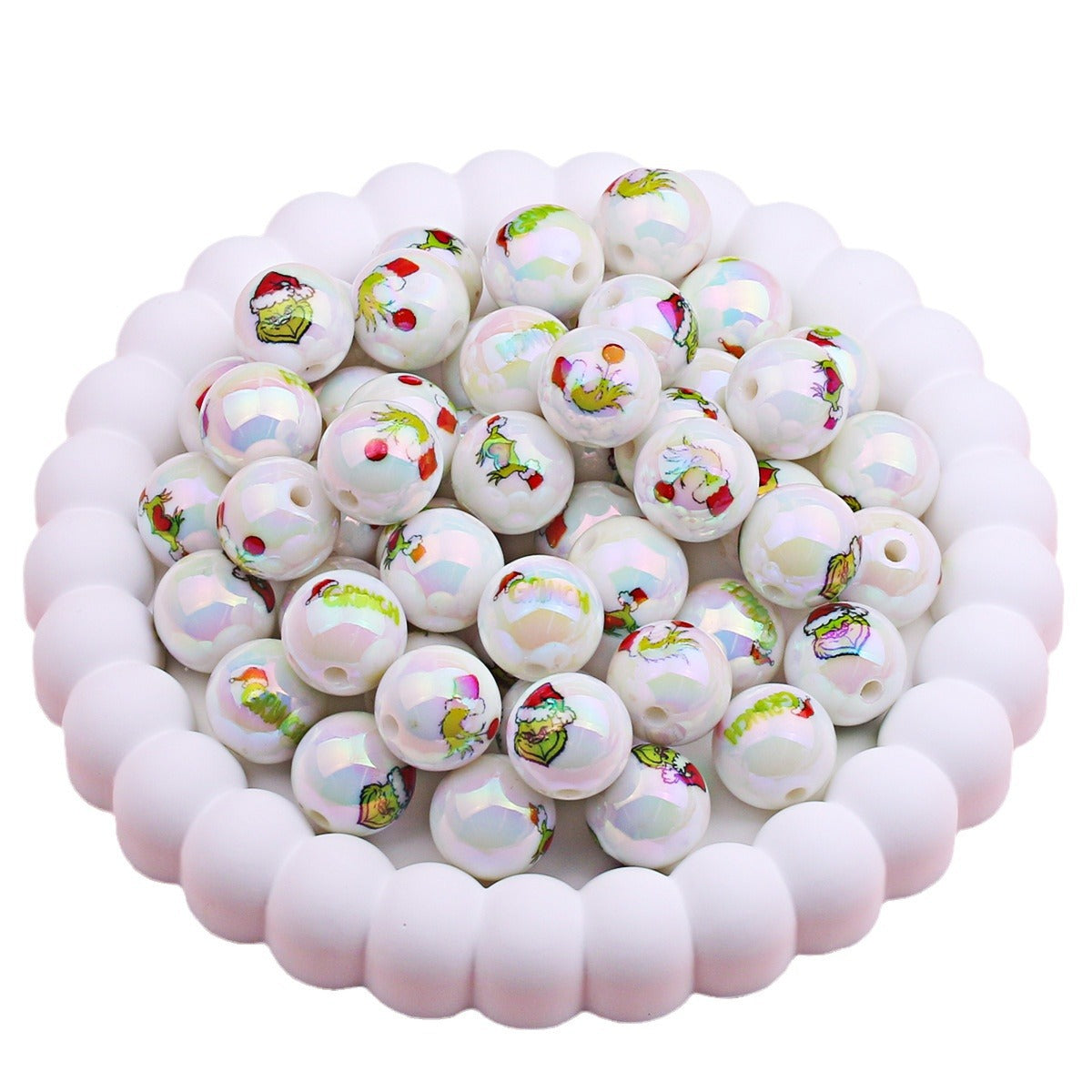 Wholesale 200pcs 16mm Color Christmas UV Plated Straight Hole Beads DIY Loose Beads