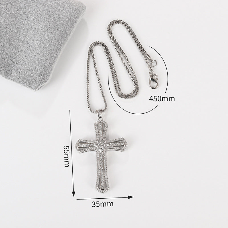 Wholesale Cross zircon necklace for men and women