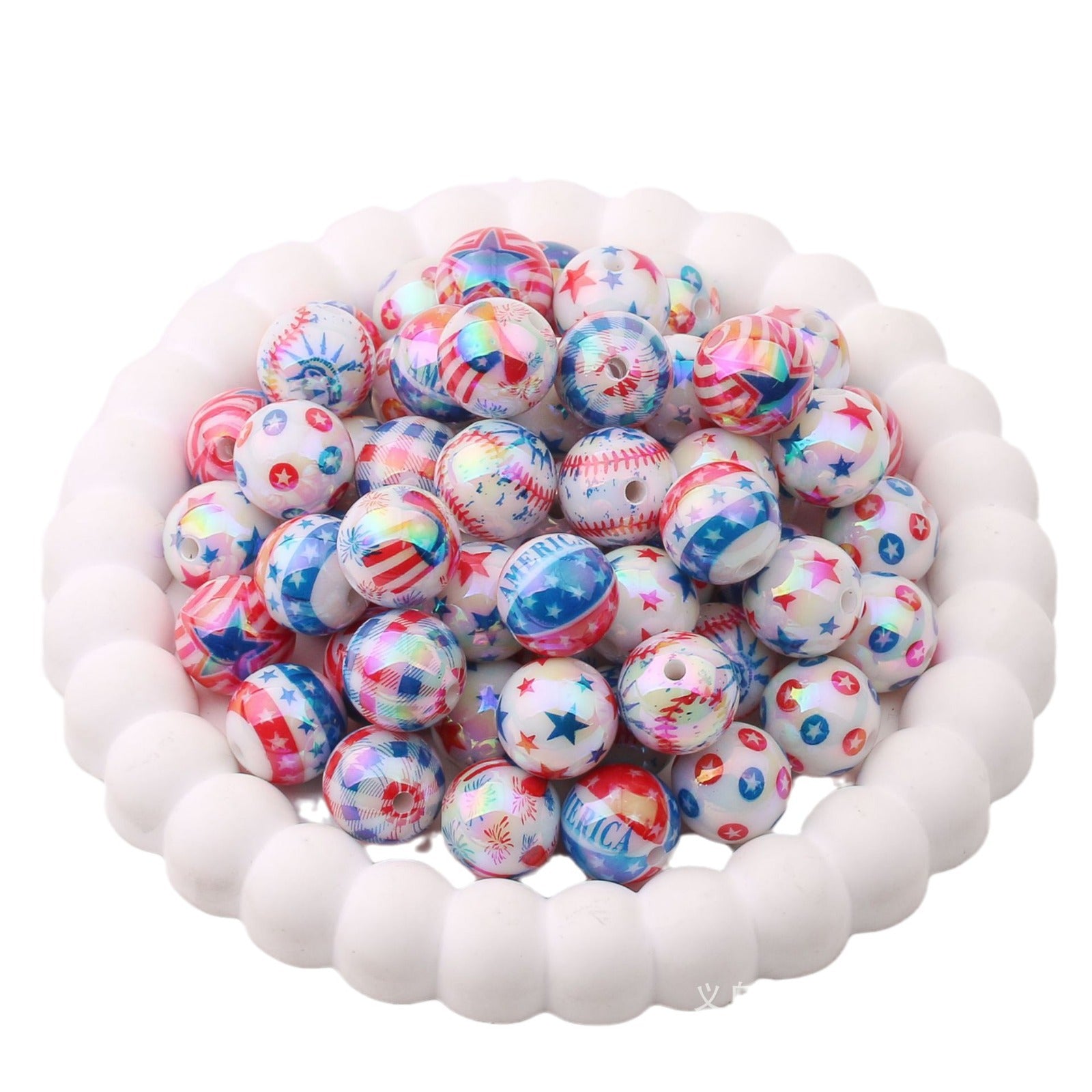 Wholesale 200pcs/pack Acrylic Plated Independence Day Series Colorful Flag DIY Beads