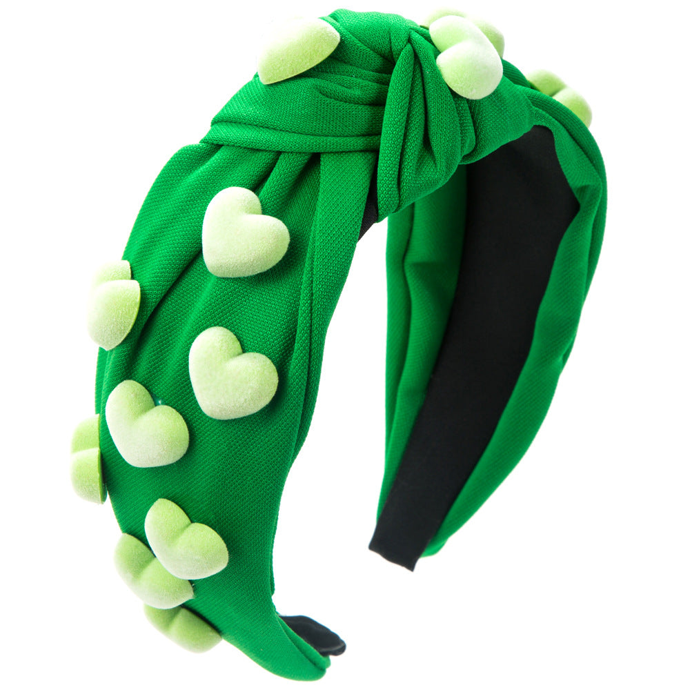 Wholesale Knotted Heart Hand-sewn Rice Bead Sequins Decorated Wide Brim Headband