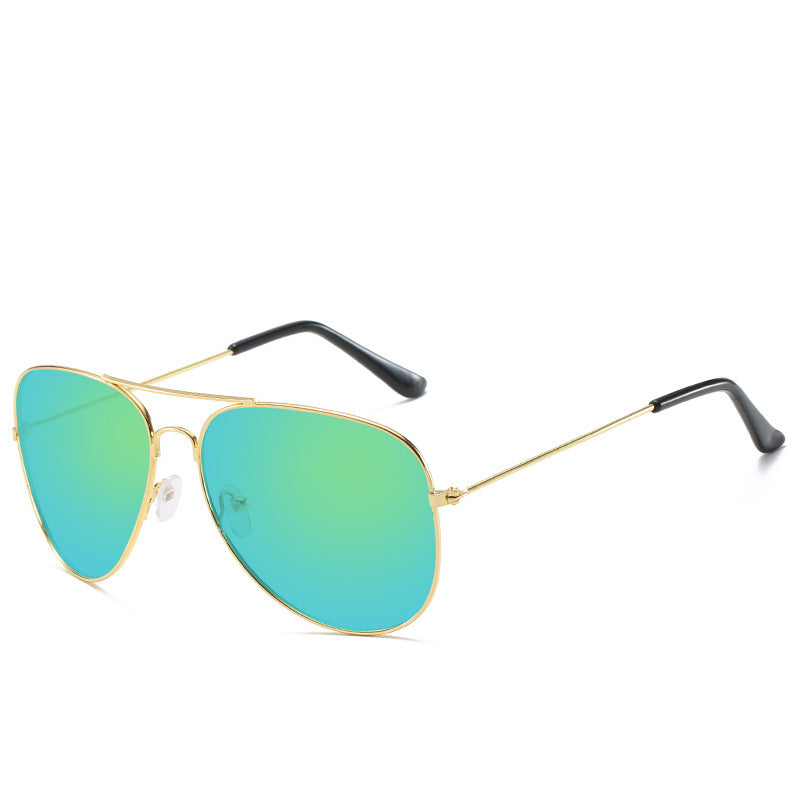 Wholesale Colored reflective metal sunglasses for men and women retro frog glasses