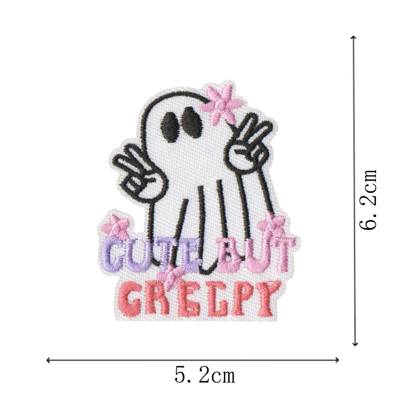 Wholesale new small ghost magic embroidery stickers cartoon cloth stickers handbook mobile phone Halloween decoration stickers DIY embroidery