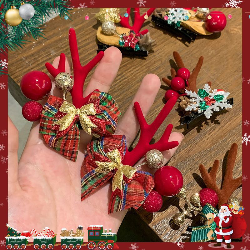 Wholesale Christmas Deer Antler Alloy Hair Clips