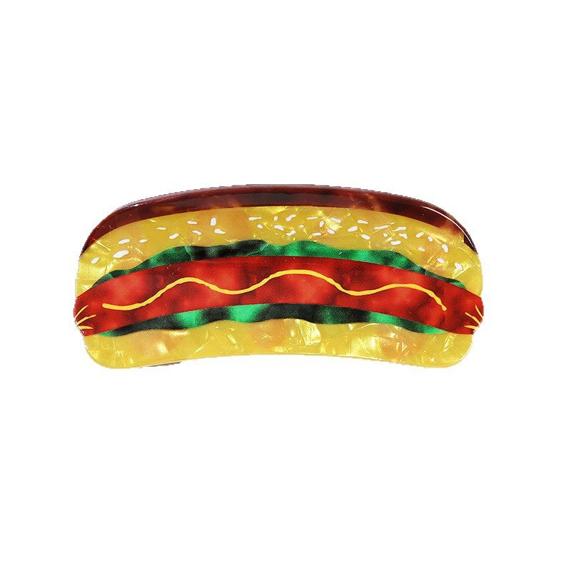 Wholesale Fun Cartoon Food Hair Clips Croissant Burger Pizza Popcorn Design PVC Hair Claw Accessory Chic Everyday Styling And Gift