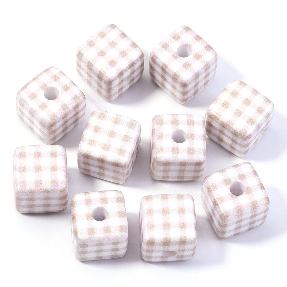 Wholesale 10pcs Printed Square Starry Sky Acrylic Beads