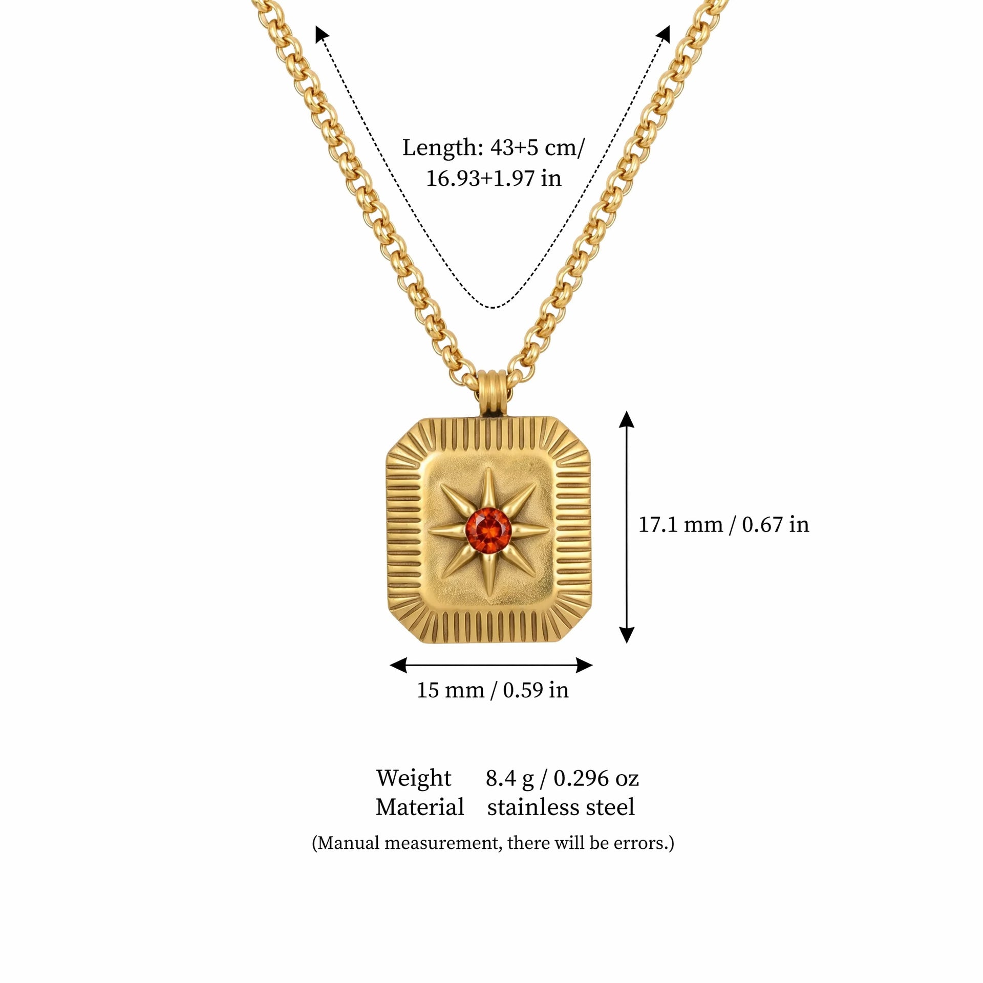 Wholesale 18K Gold Plated Eight Pointed Star Birthstone Pendant Necklace Sun Moon Star Charm Trendy Fashion Jewelry Accessory Boutique Resale Gift