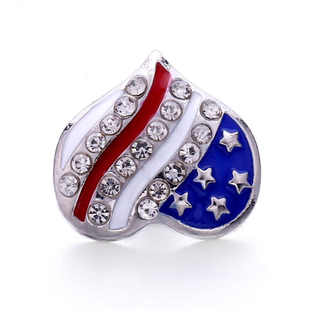 Wholesale DIY Snap Charm Alloy Flag Style 18mm Noosa Button Pendant Buckle