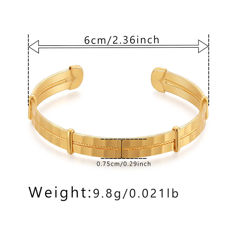 Wholesale Wide-brim Heavy Metal Gold-plated Bracelet