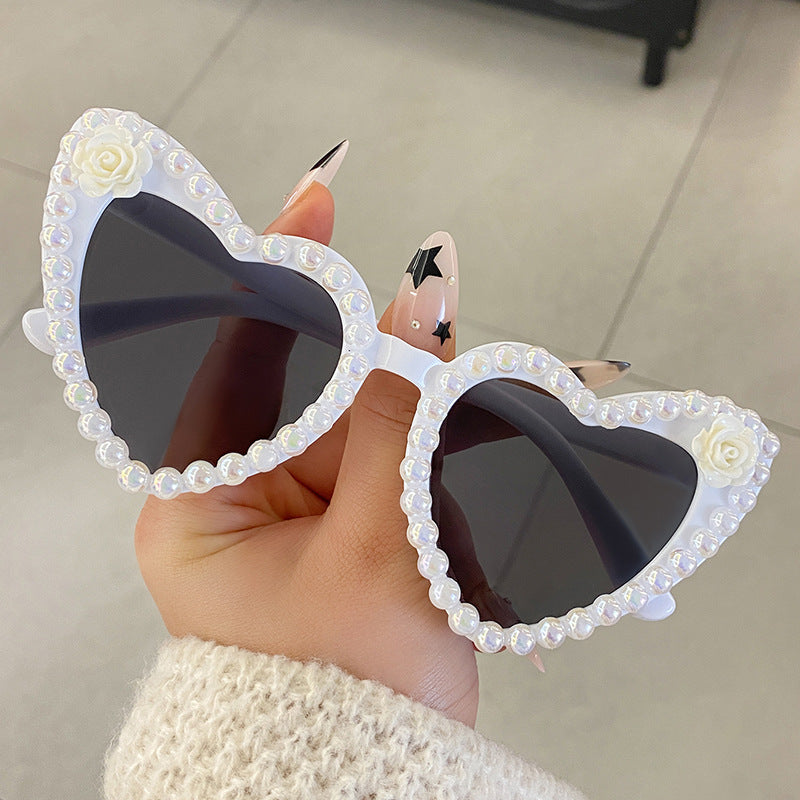 Wholesale Heart shaped Party Love Pearl Sunglasses