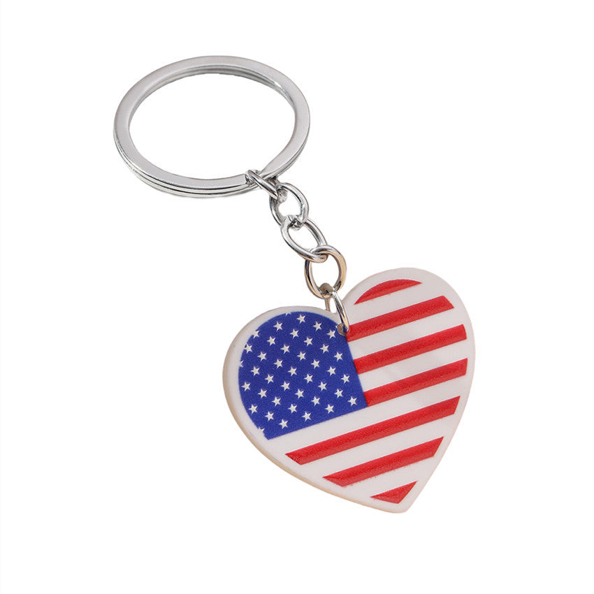 Wholesale American Independence Day Flag Love Acrylic Keychain