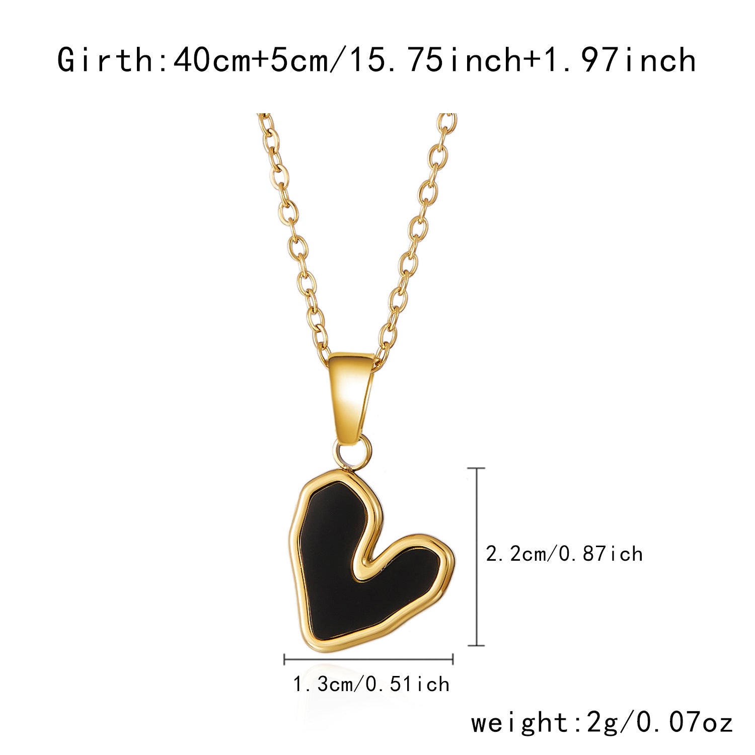 Wholesale Colorful heart-shaped stainless steel collarbone chain