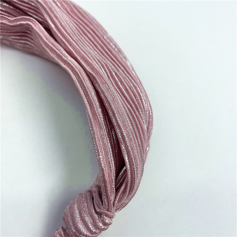 Wholesale Pleated Bright Silk Wide-brimmed Cross Headband Ladies Face Wash Headband