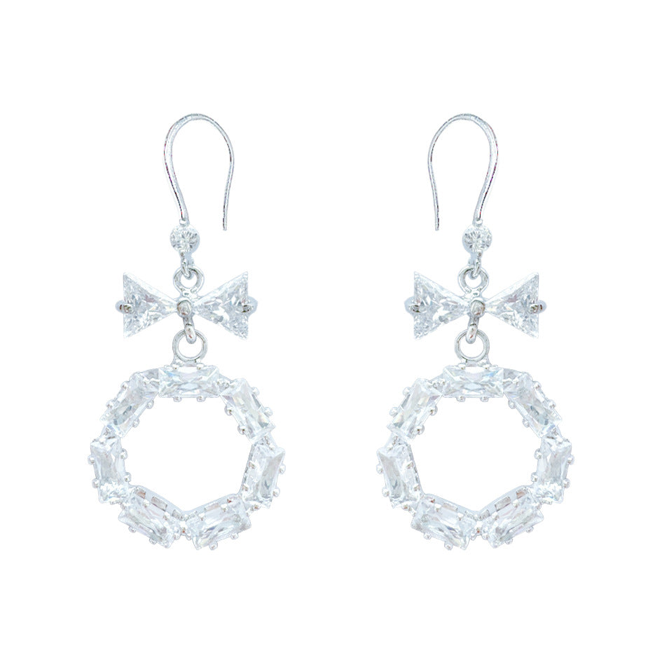 Wholesale Super Flash Zircon Ring Design Ear Hook Luxury Earrings