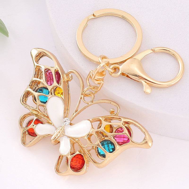 Wholesale Alloy Diamond Color Butterfly Keychain