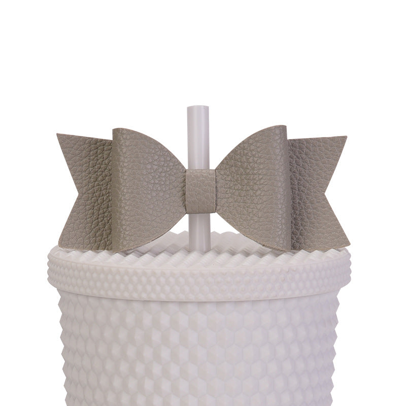 Wholesale Durian Cup Leather Straw Cup Accessories Bow Straw Cover Sticker