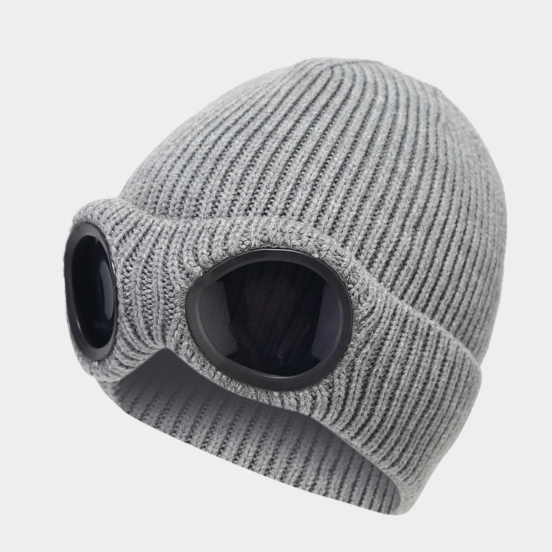 Wholesale Woolen Glasses Hat, Ear Protection Knitted Hat Plus Velvet Warm Outdoor Ski Hat