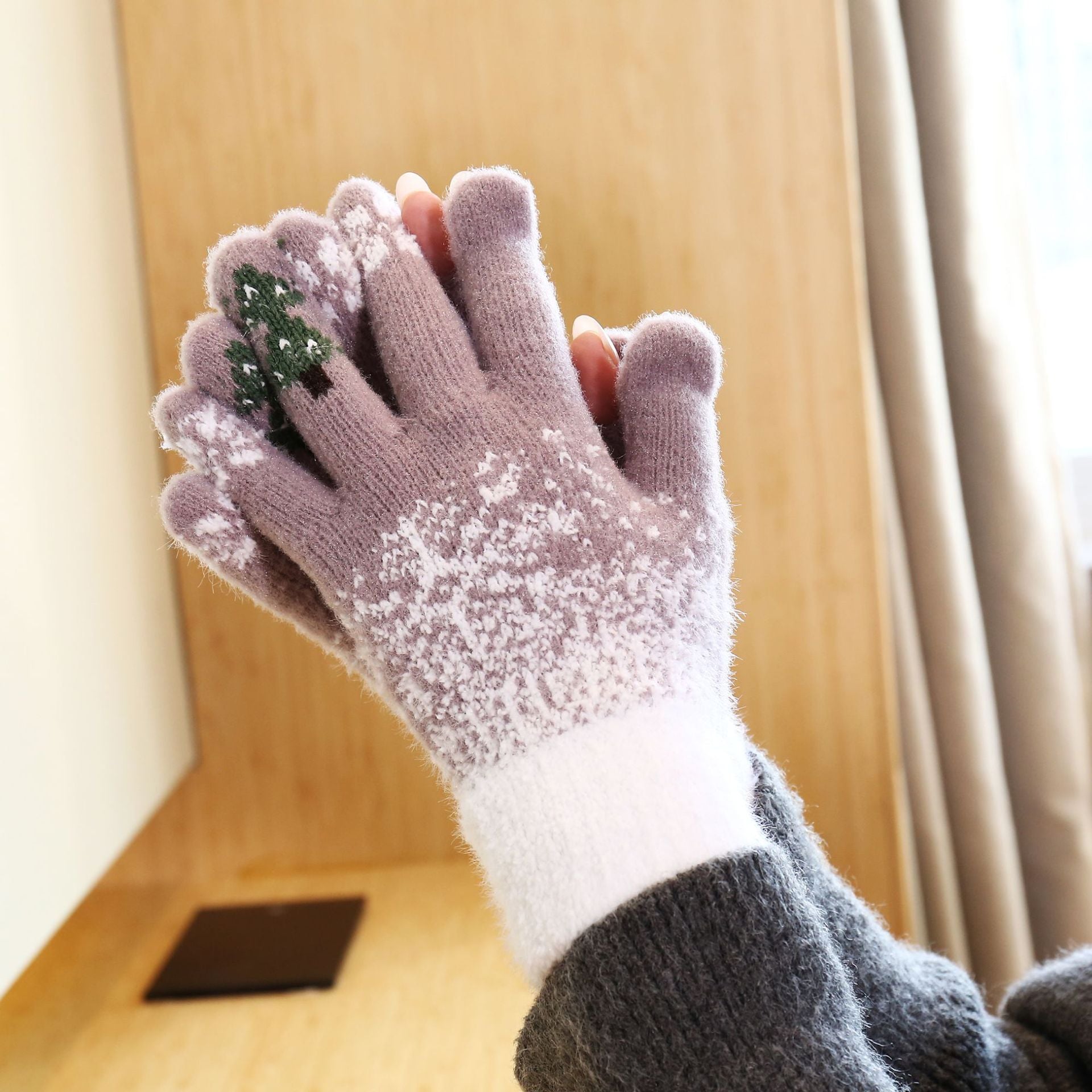 Wholesale Christmas Autumn/Winter Warm Cute Bear Touchable Gloves