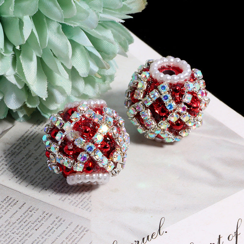 Wholesale 5pcs Diamond-shaped Flower Pattern Hollowed-out Snowflake  Crystal Beads