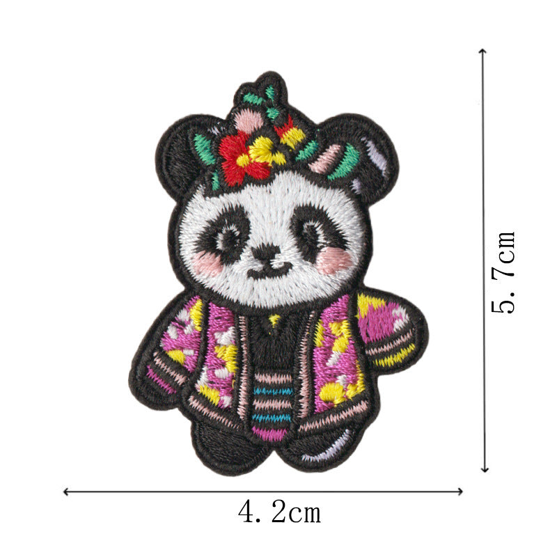 Wholesale 9 Piece Cute Panda Embroidery Patches Iron On For Kids Clothing Towel DIY Decorative Fashion Accessory