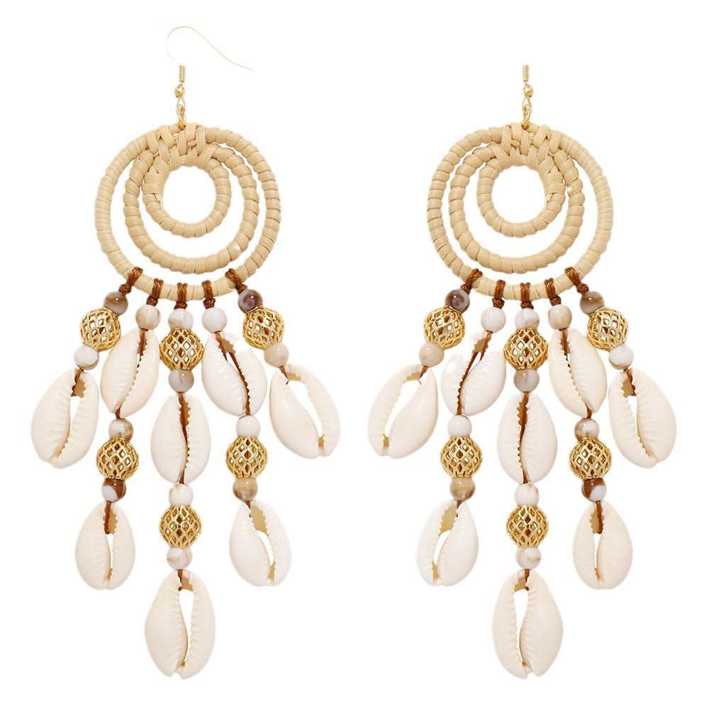 Wholesale Bohemian Shell Beads Pendant Earrings