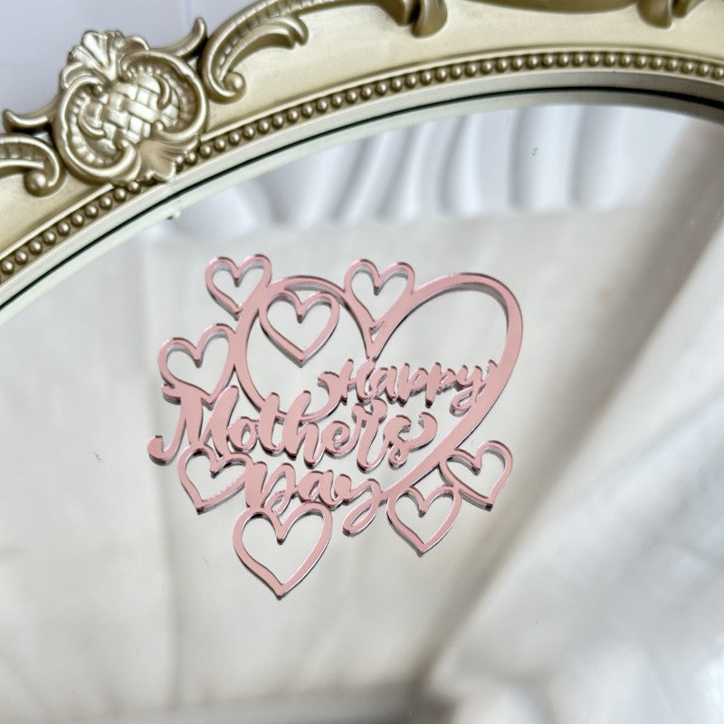 Wholesale 10PCS/PACK Mother's Day Happy Acrylic Cake Decoration