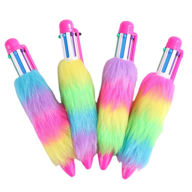 Wholesale Rainbow Plush Multicolor Ballpoint Pen