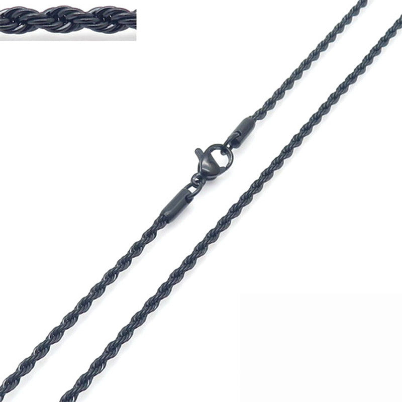 Wholesale Personality Hip-hop Fashion Button Rope Plain Chain Titanium Steel Multi-color Multi-size Necklaces