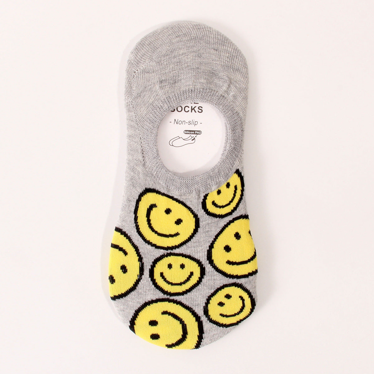 Wholesale Cute Cartoon Smiley Invisible Socks Silicone Non-slip Non-falling Boat Socks