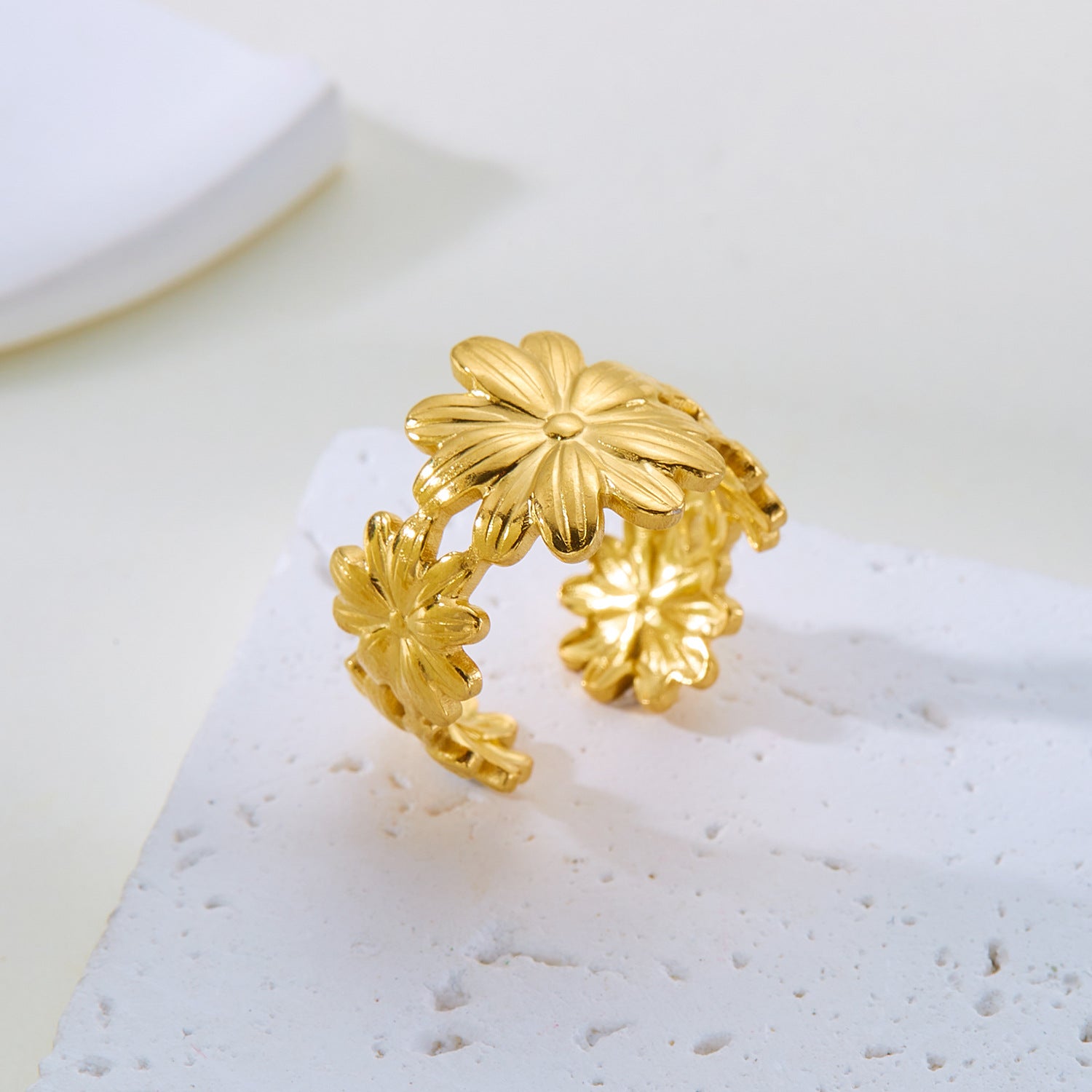 Wholesale Real gold electroplated non-fading butterfly shell starfish versatile ring