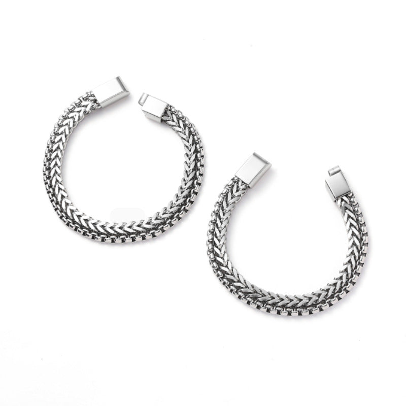 Wholesale Non-fading Double Layer Stacked Titanium Steel Bracelets