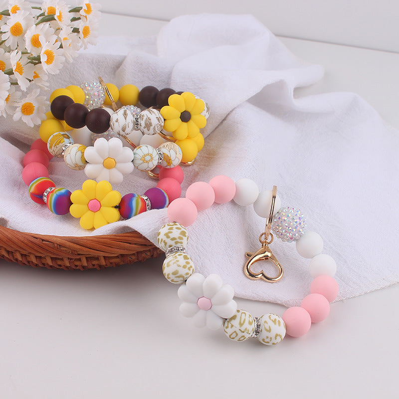 Wholesale Silicone Begonia Daisy Keychain Flower Bracelet