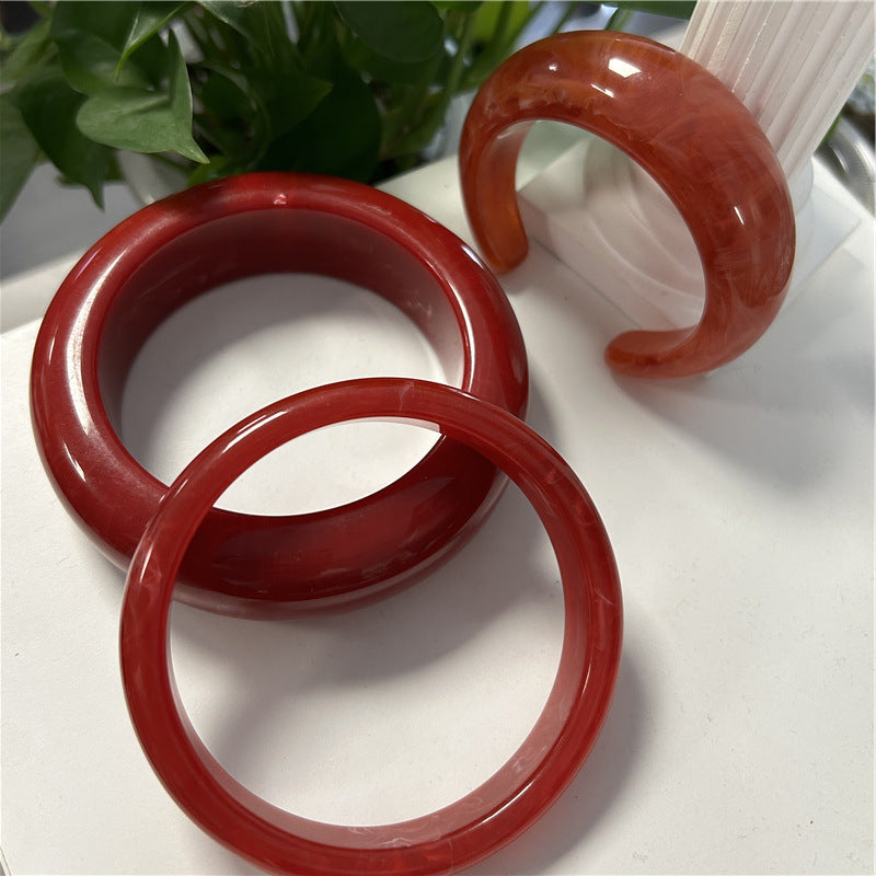 Wholesale New Stylish Transparent Red Resin Style Stacked Bracelet