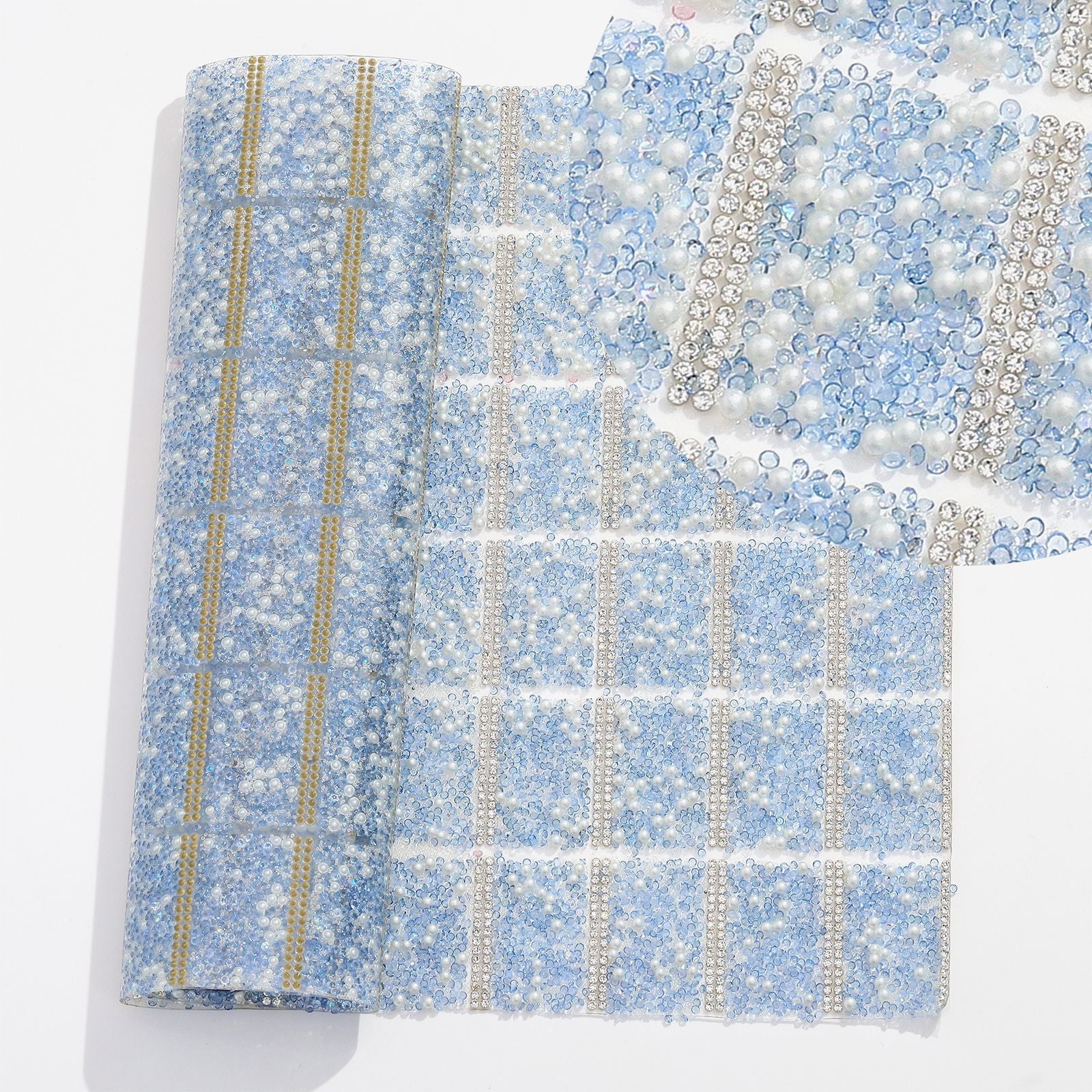 Wholesale DIY pen clothing diamond nail table cushion pad pointed bottom diamond with pearl double-sided tape square diamond piece can for 84pcs pens