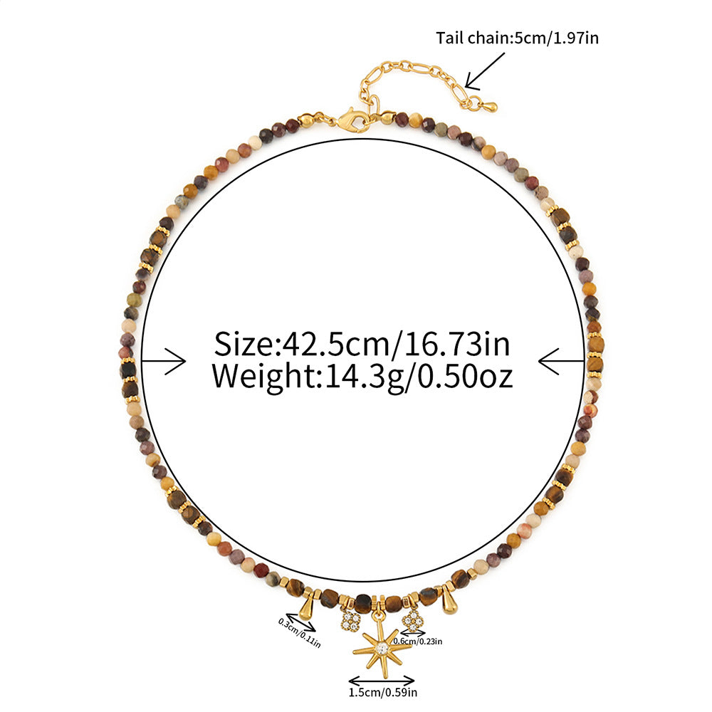 Wholesale Maillard Tiger Eye Stone Beaded Sweater Chain