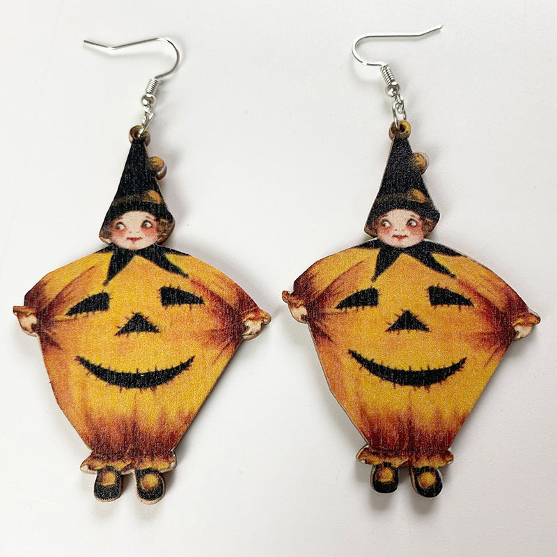 Pendientes de madera espeluznantes de 2Pair/Pack Halloween al por mayor