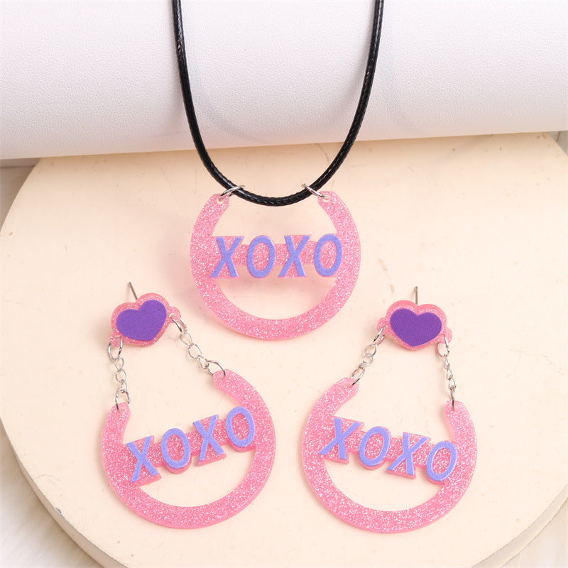 Wholesale Valentine's Day XOXO Heart Acrylic Earrings