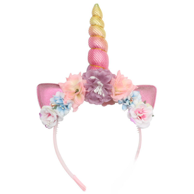 Wholesale Party Dance Unicorn Cat Ear Simulation Flower Headband