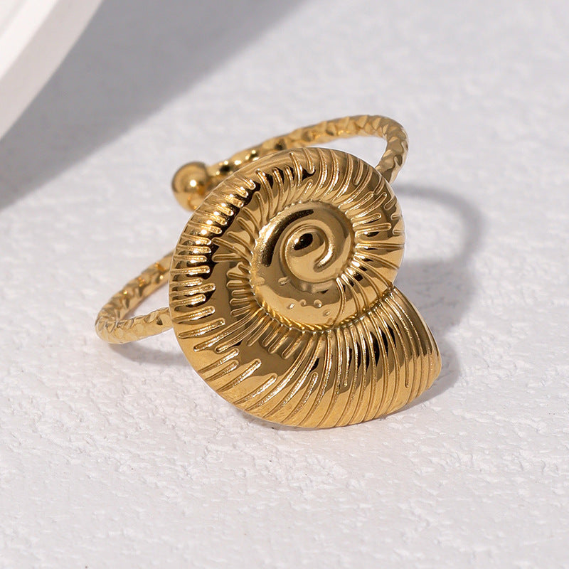 Wholesale Ocean-Style Seashell Titanium Steel Ring