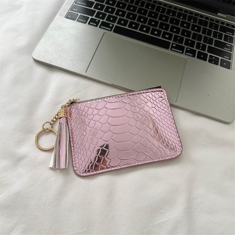 Wholesale PU Crocodile Pattern Multi Card Tassel Zero Wallet